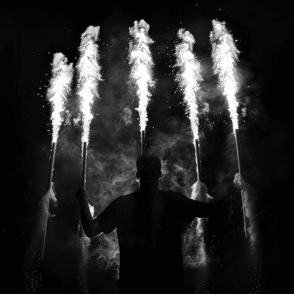 Fireworks In Black And White