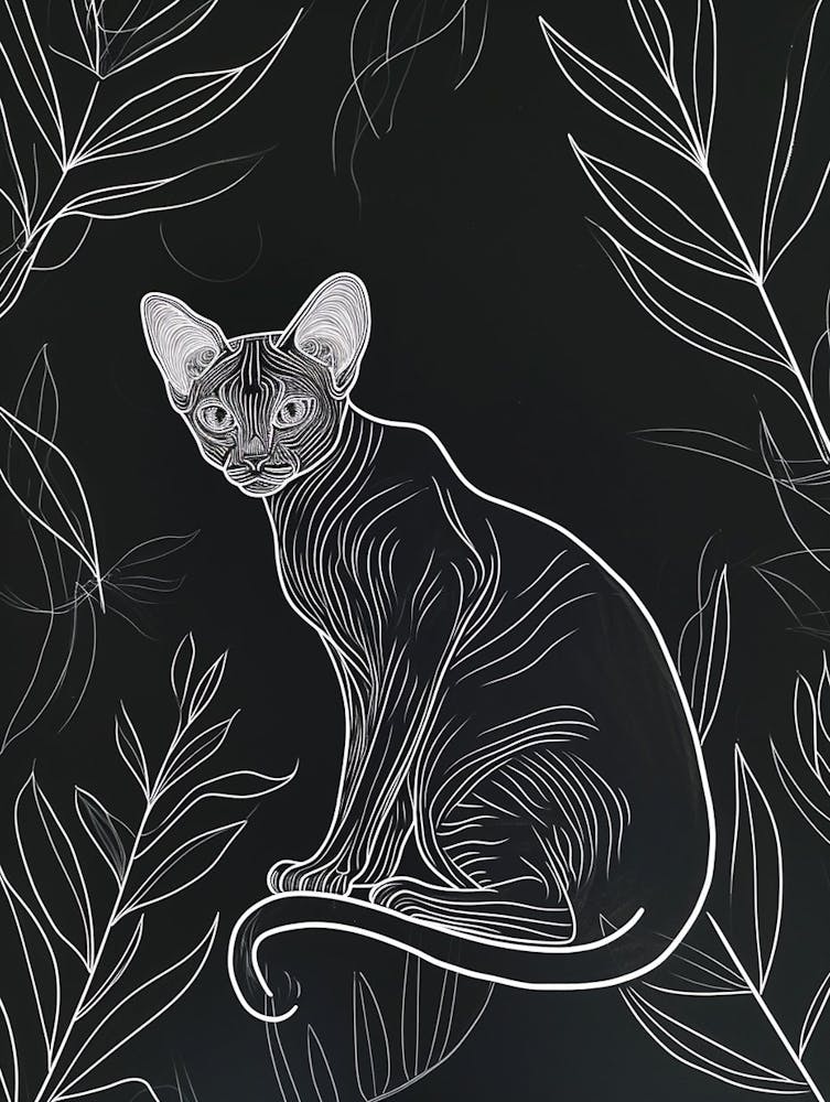 Devon Rex Cat Minimalist Illustration 3