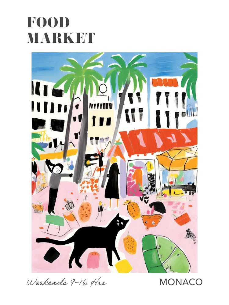 The Food Market In Monaco 1 Illustration Poster