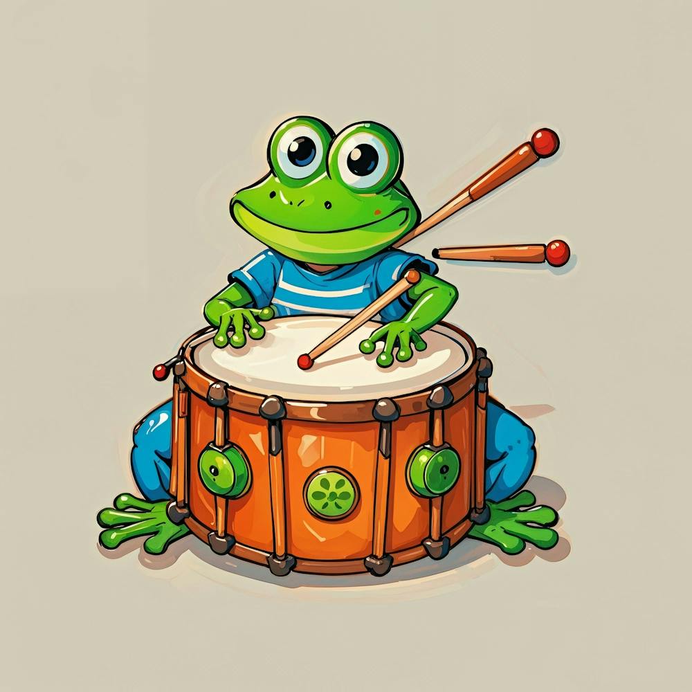 Frog Playing Drum