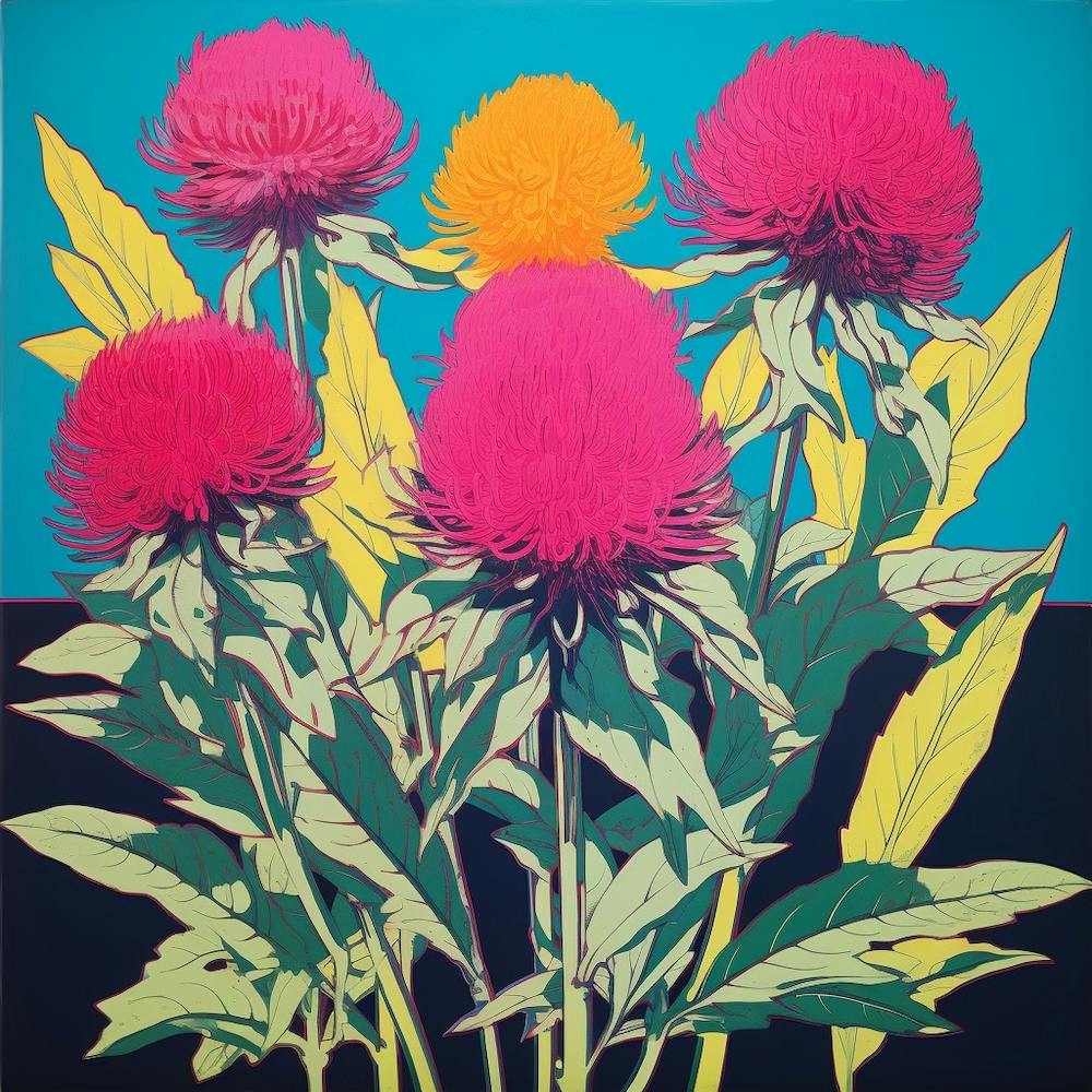 Globe Amaranth 1 Pop Art Illustration Square