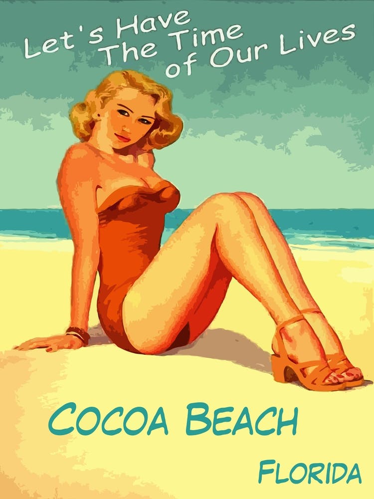 Pinup Girl On Cocoa Beach, Florida