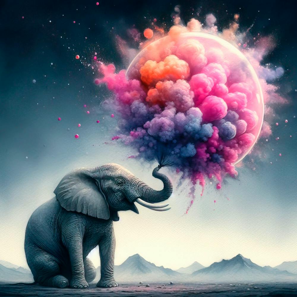 Elephant With Colorful Clouds
