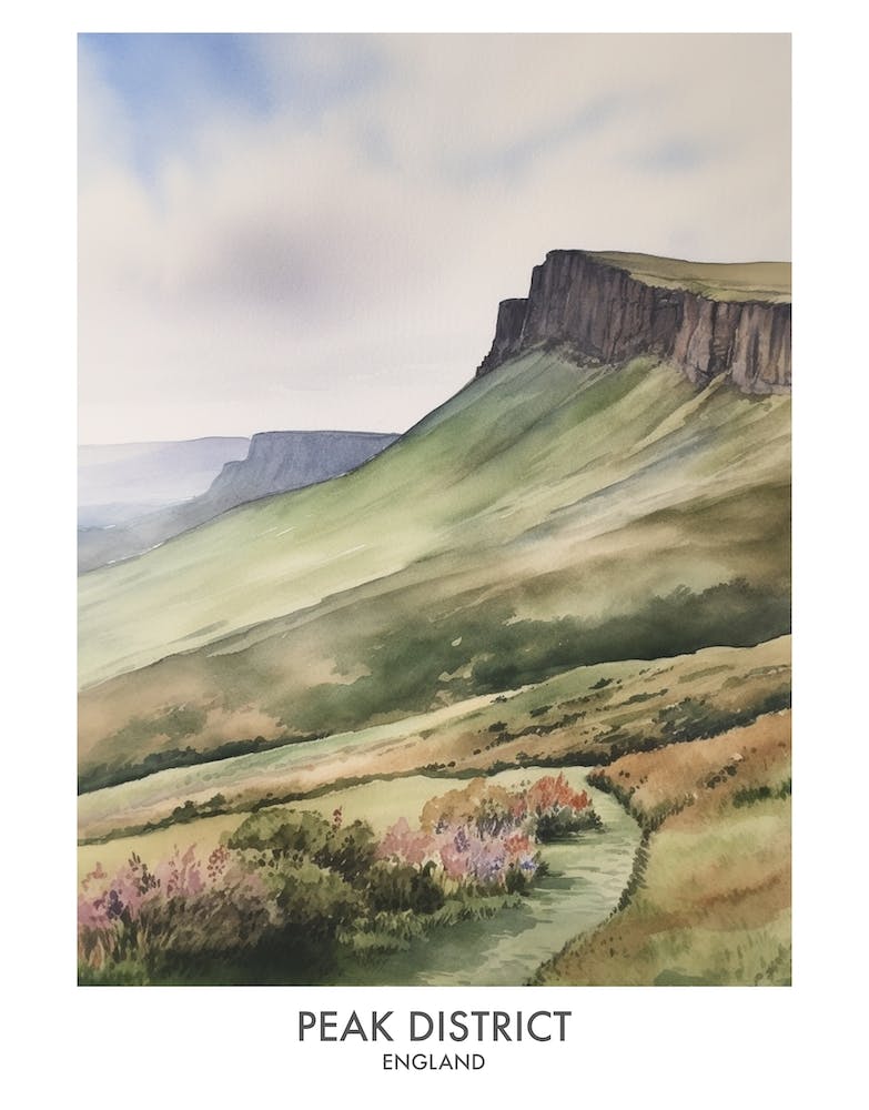 Peak District 12 Watercolour Travel Poster
