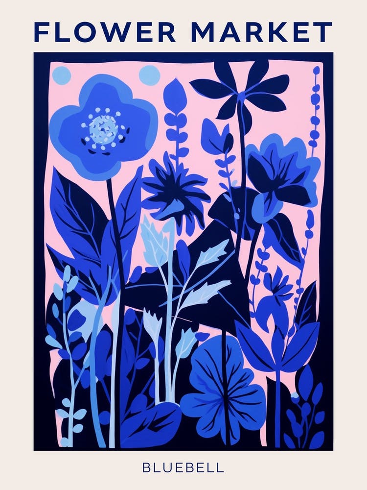 Blue Flower Market Poster Bluebell 3