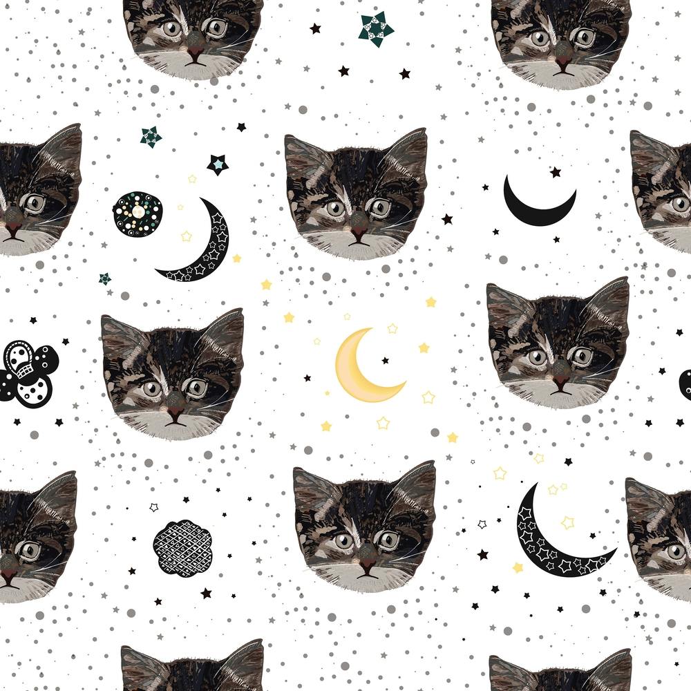 Niedliche Katzen und Weltraummuster Quadrat