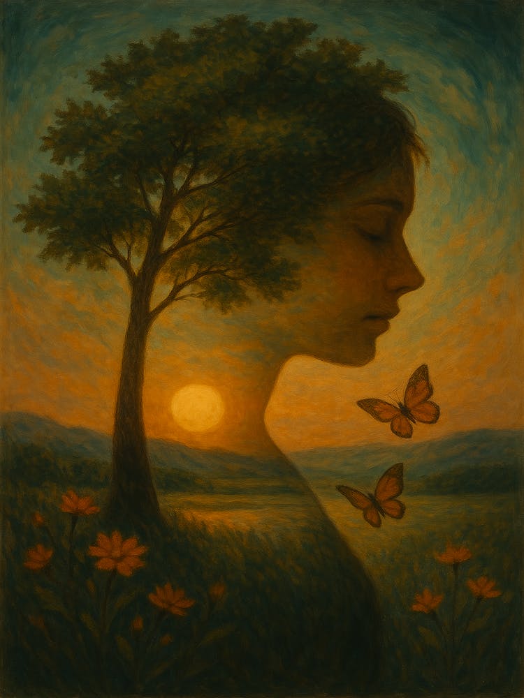 Golden Blossom – Enchanting Tree & Butterfly Canvas Print For Serene Interiors