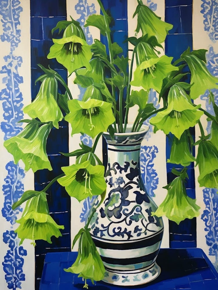 Flowers In A Vase Still Life Painting Canterbury Bells 3