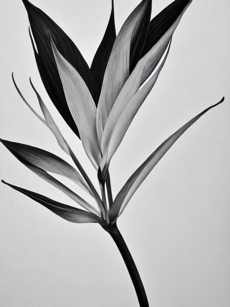 Bird Of Paradise B&W Pencil 3 Flower