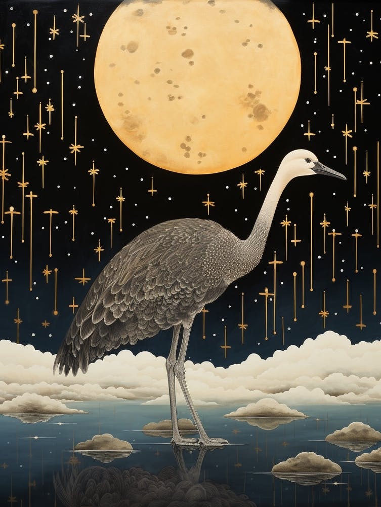 Ostrich 1 Gold Detail Painting
