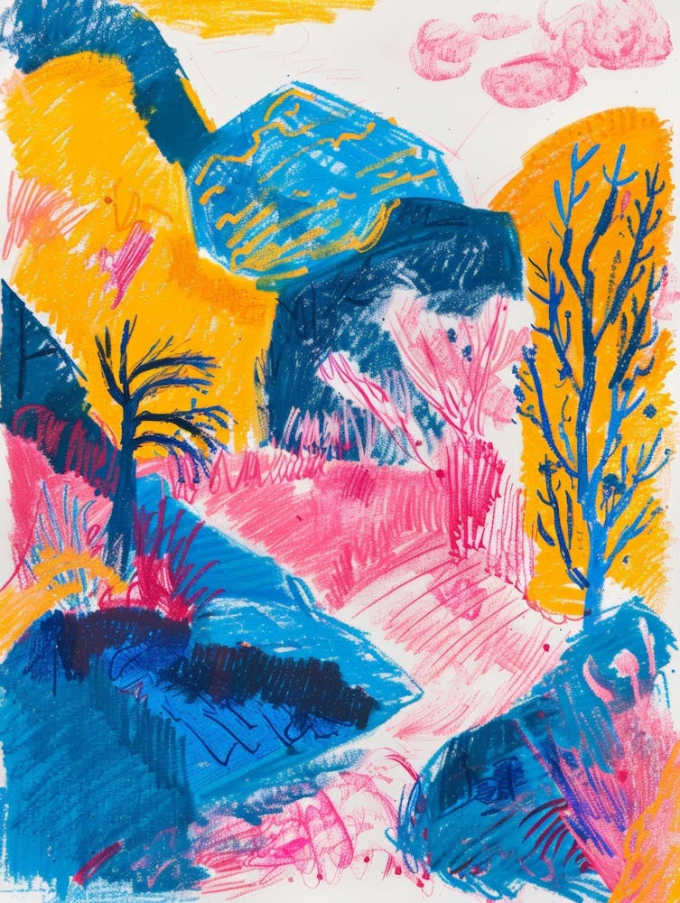 Landscape In Pink And Blue