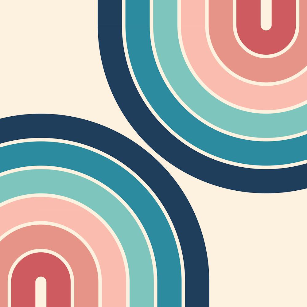 Midcentury Modern Geometric Rainbow C2 In Retro Vibes Dusty Rose Pink Navy Blue 02