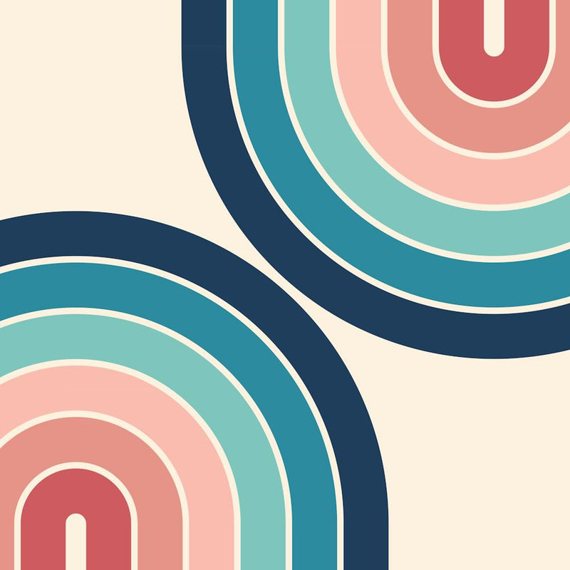 Midcentury Modern Geometric Rainbow C2 In Retro Vibes Dusty Rose Pink Navy Blue 02