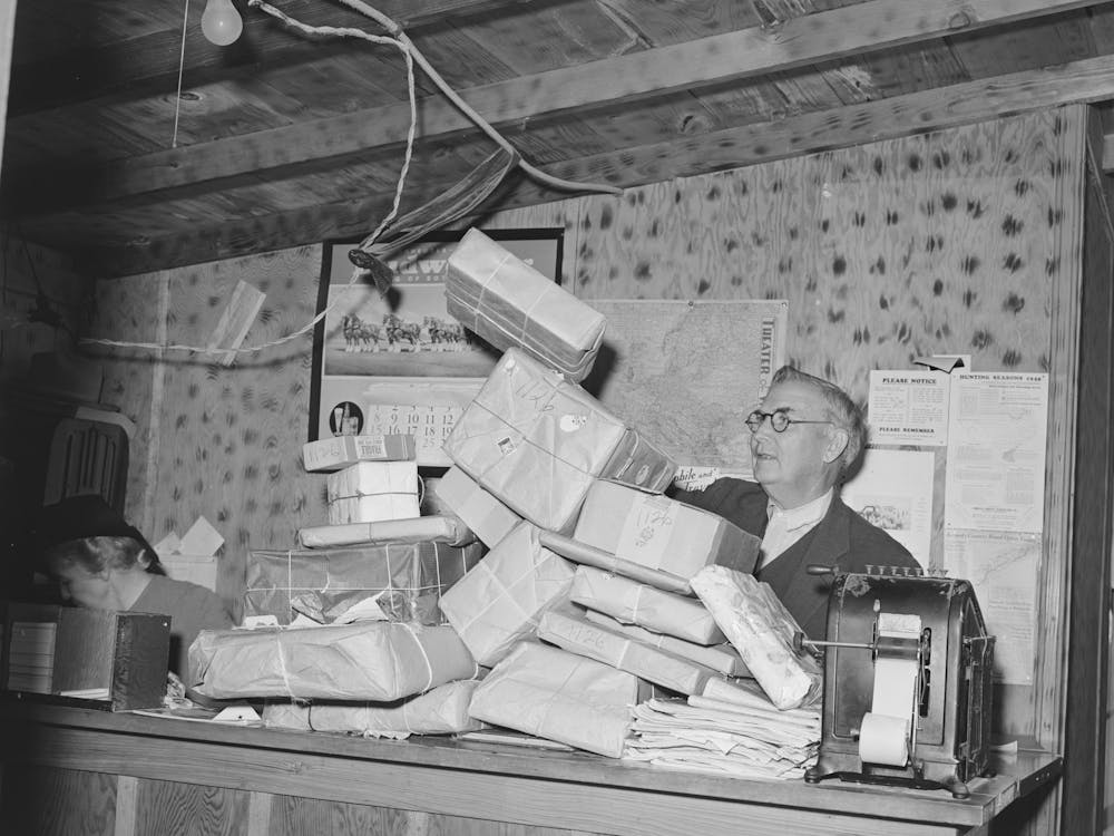 Sorting The Incoming Christmas Mail At Trailer Court, Corpus Christi, Texas, These Trailer Courts Have Become Regul