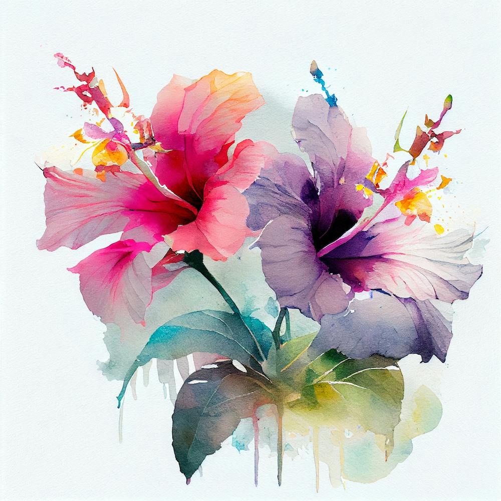 Watercolor Hawaiian Flower Abstract