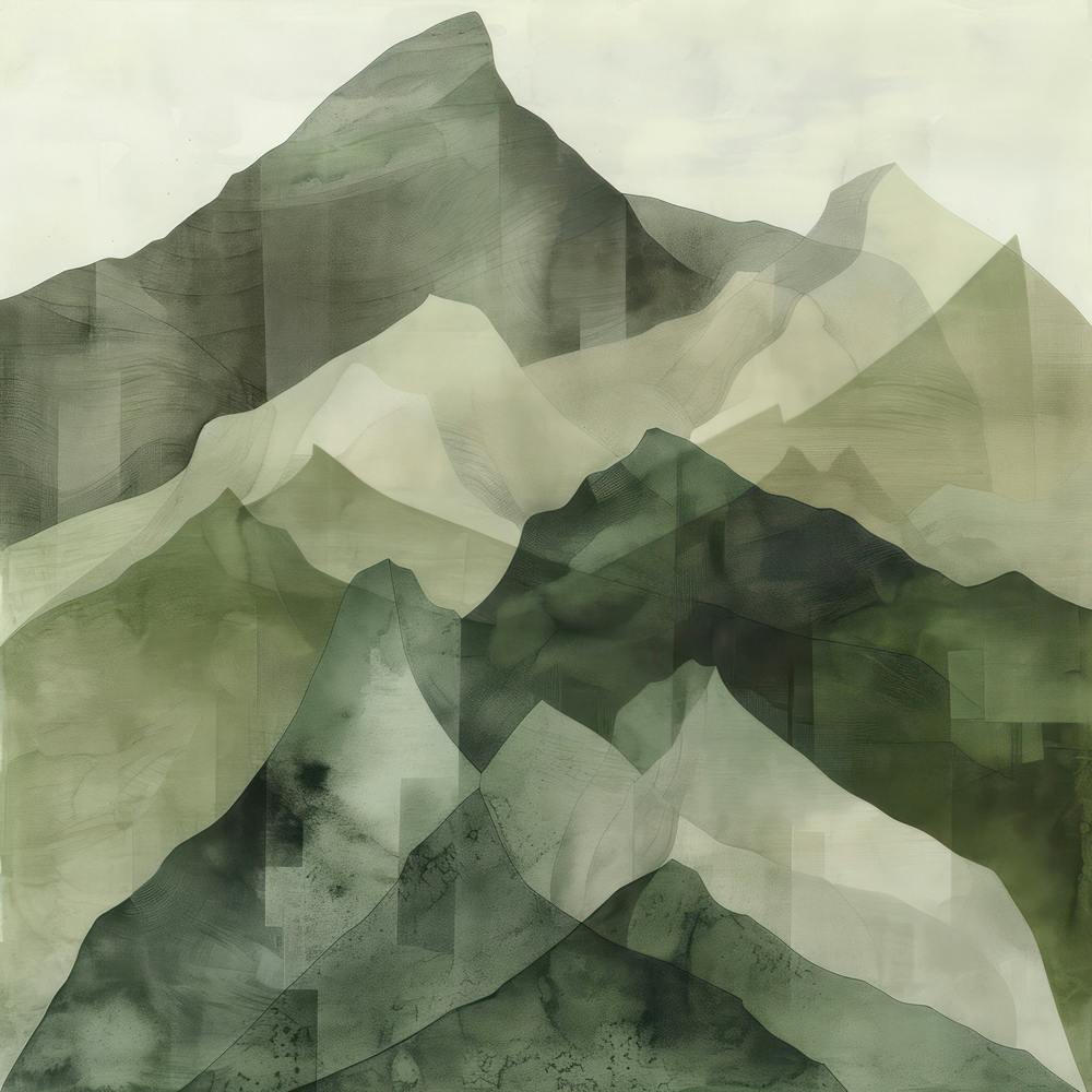 Japanese Watercolour Of Mount Aino 5