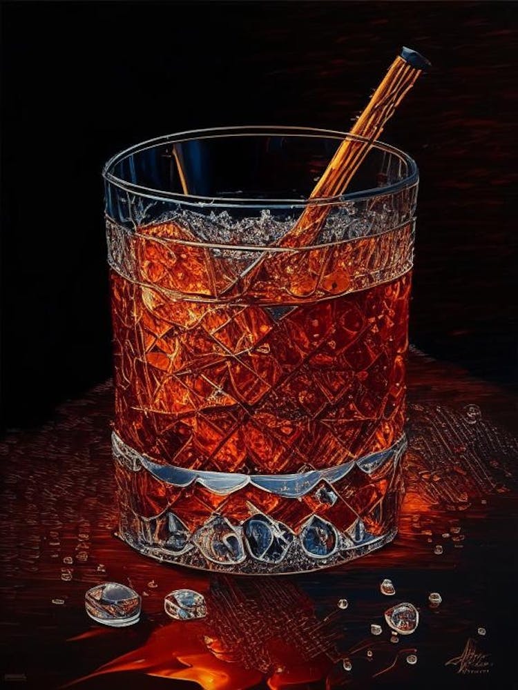 Rusty Nail Pointillism Cocktail Poster