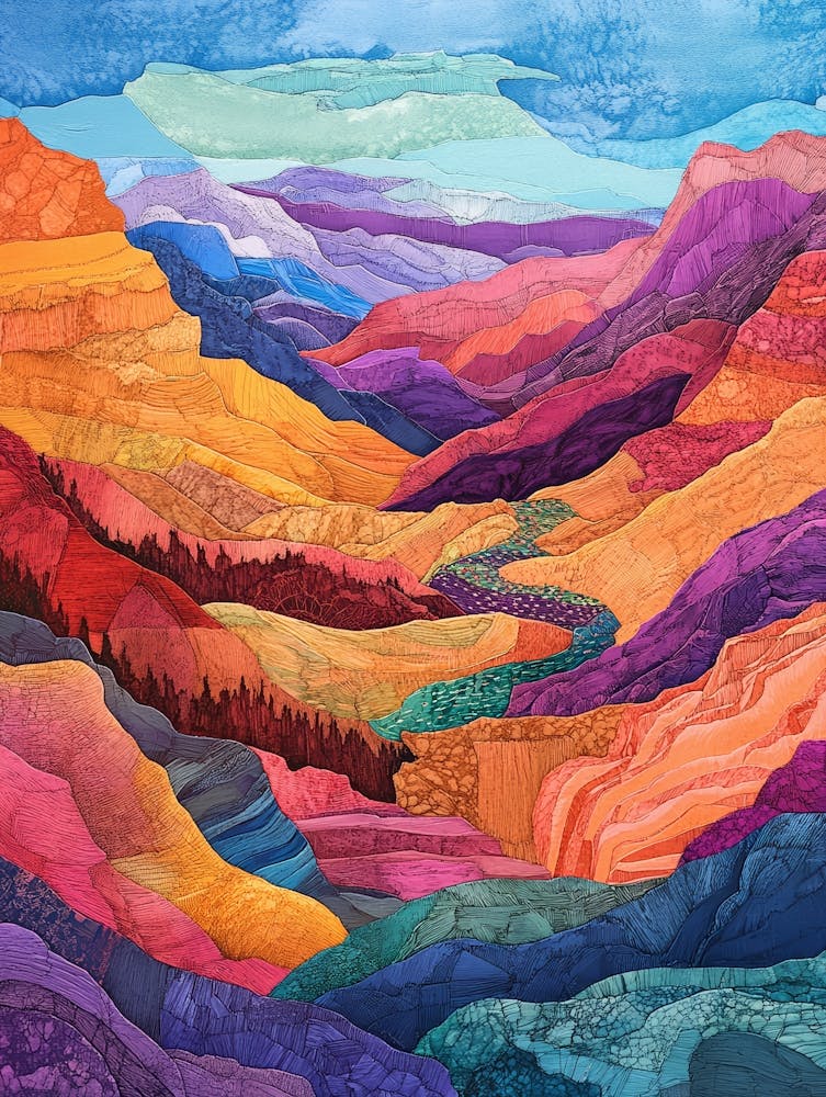 Colourful Mountain Illustration Poster 8