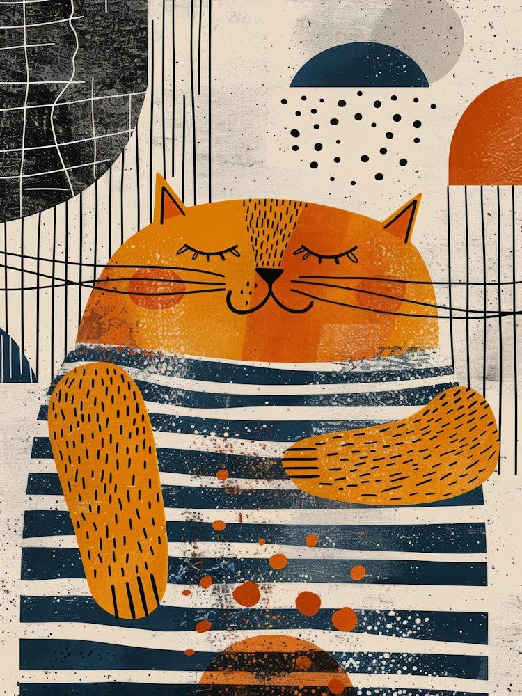 Cat In Striped Shirt