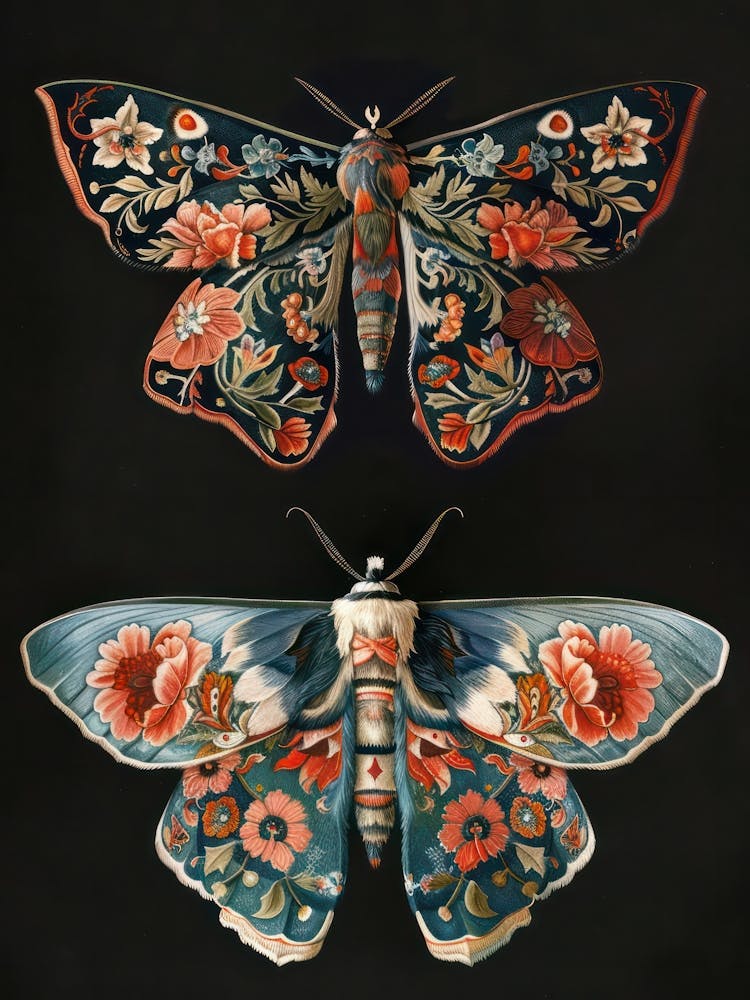 Nocturnal Butterfly William Morris Style 4