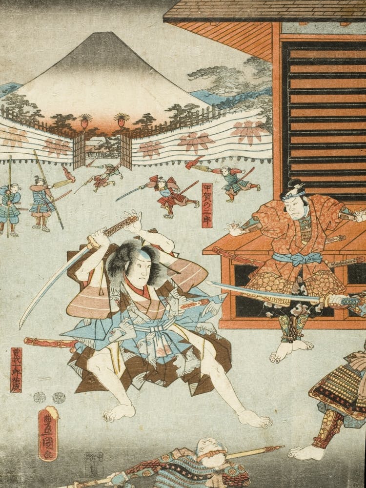 Night Attack Of The Soga Brothers Soga No Jūrō Sukenari And Kōga No Saburō By Utagawa Kunisada
