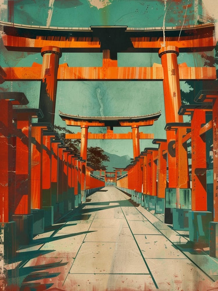 Fushimi Inari Taisha Vintage Mid Century Modern