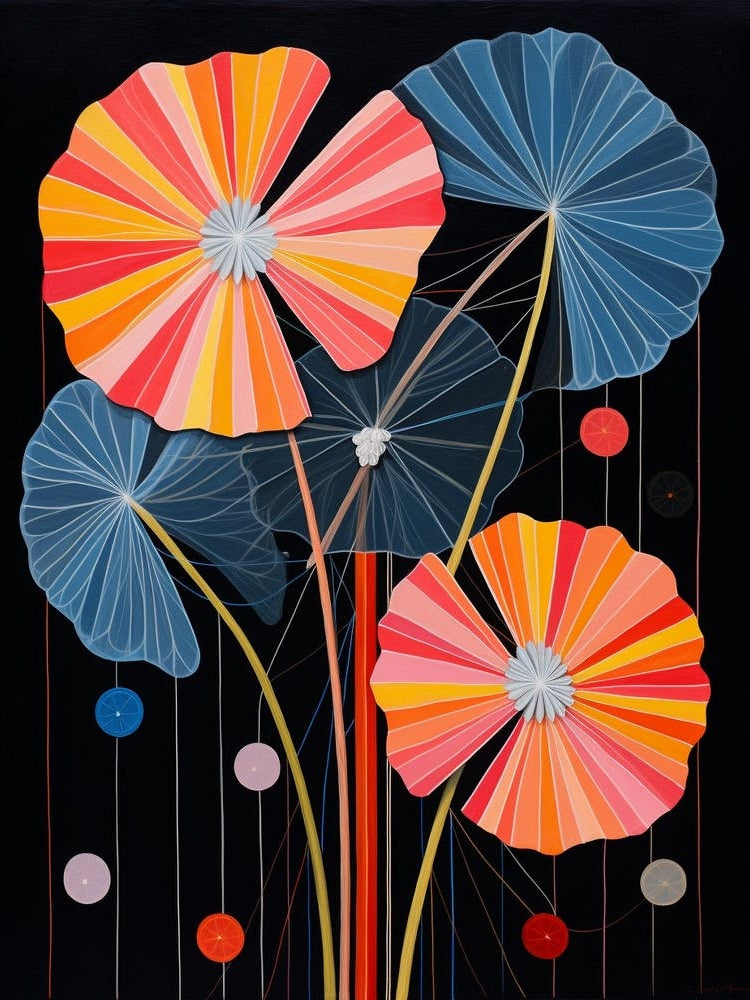 Flax Flower 4 Hilma Af Klint Inspired Flower Illustration