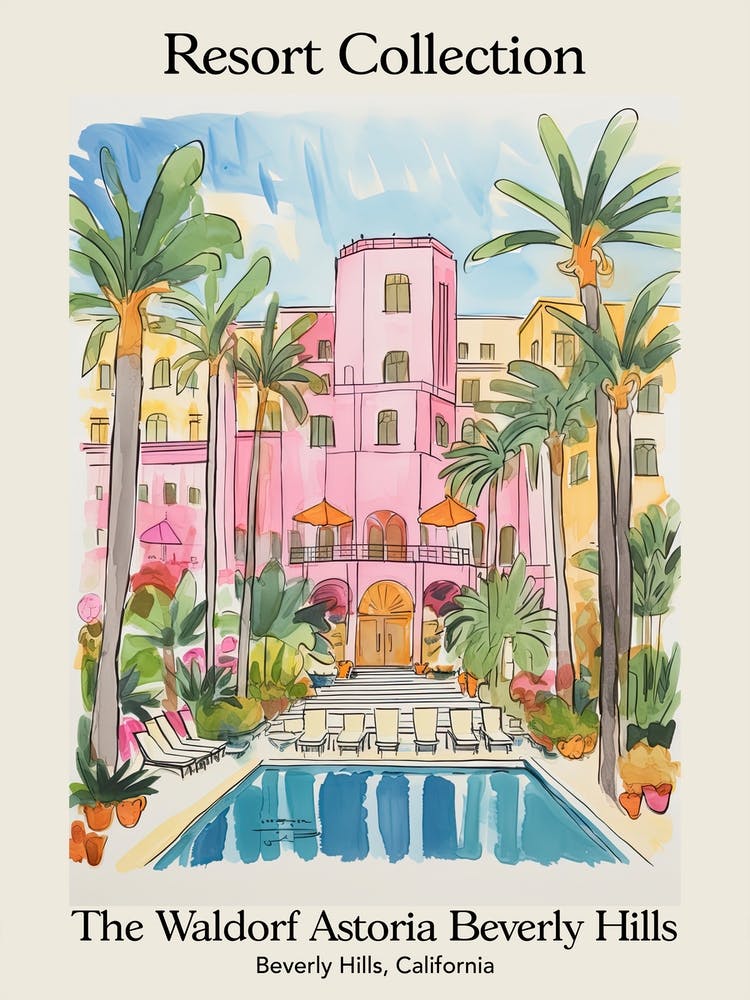 Poster von The Waldorf Astoria Beverly Hills Beverly Hills, California Resort Kollektion Märchenbuch-Illustration 3