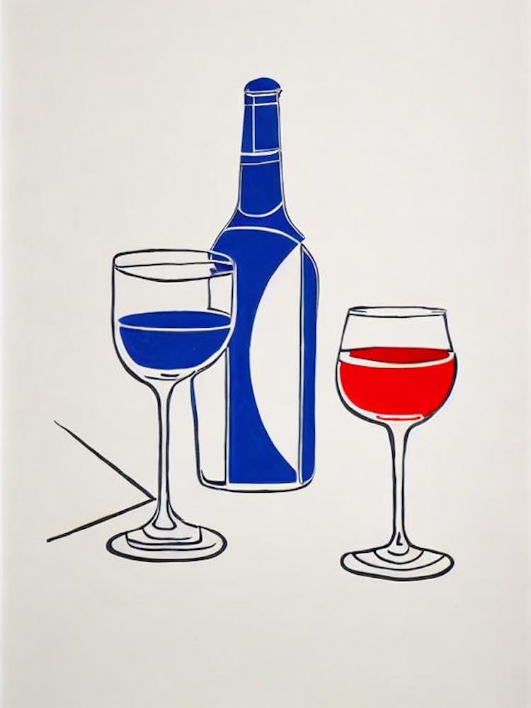 Aviation 1 Picasso Line Drawing Cocktail Poster
