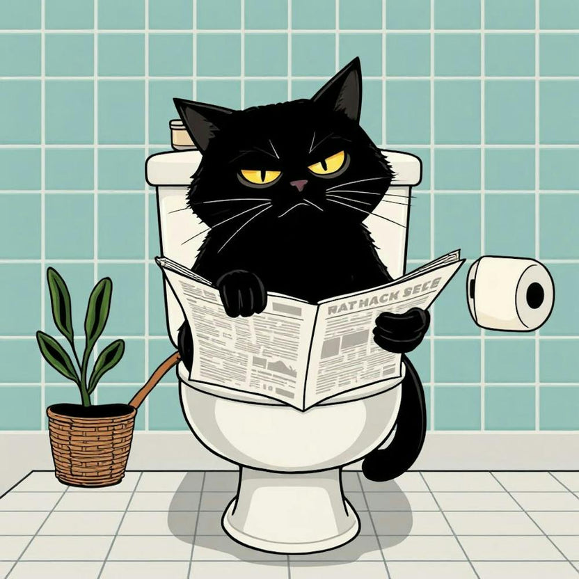 Black Cat Reading Newspaper 2