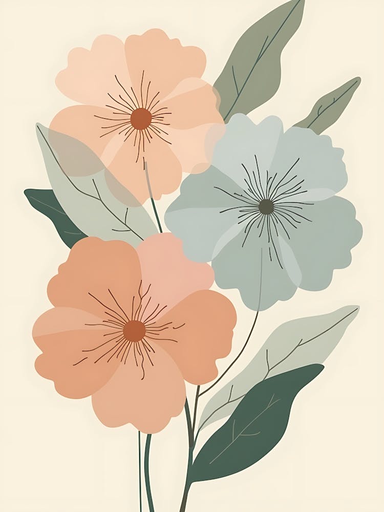 Soft Petal Symphony Stylish Botanical Illustration