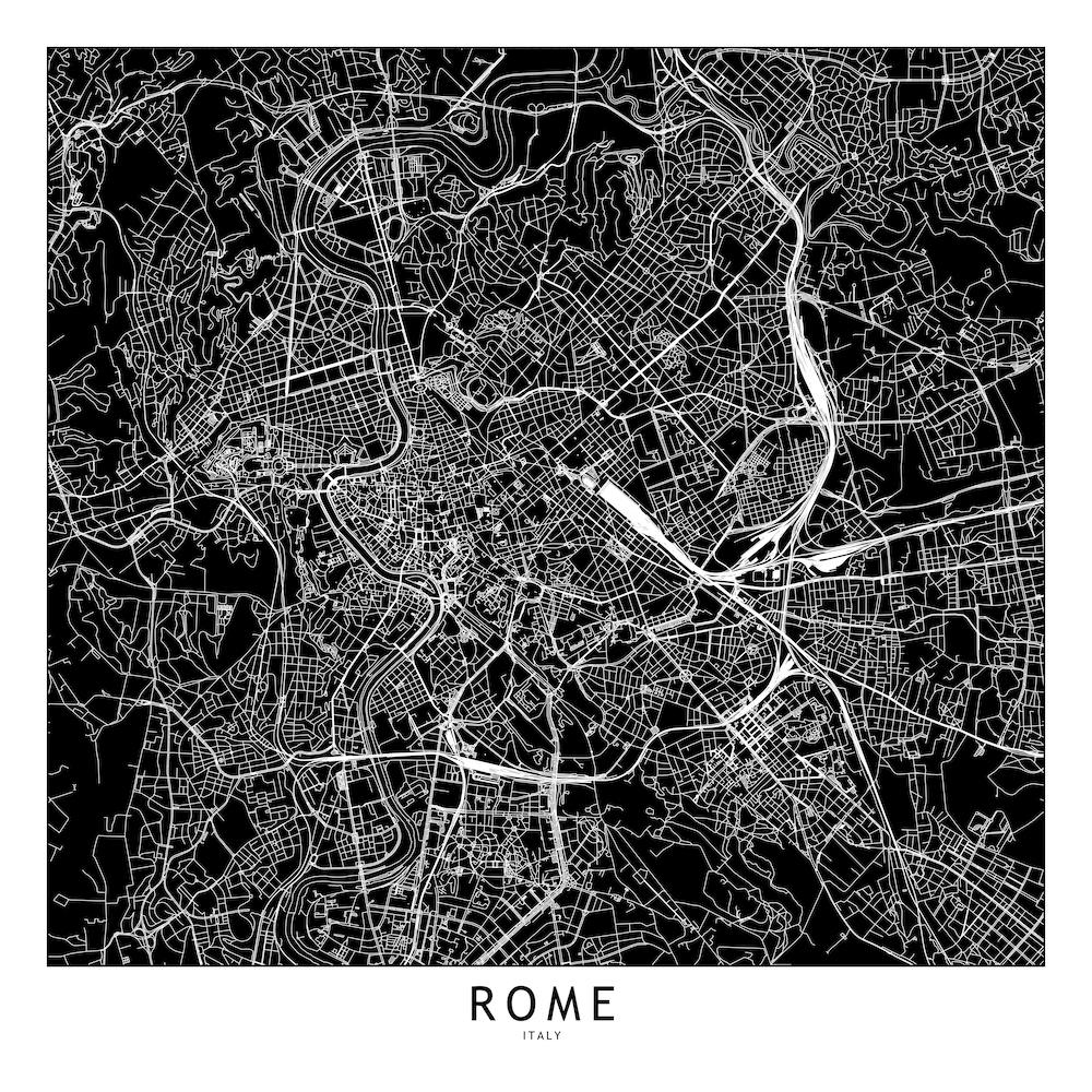 Rome Black And White Map Square