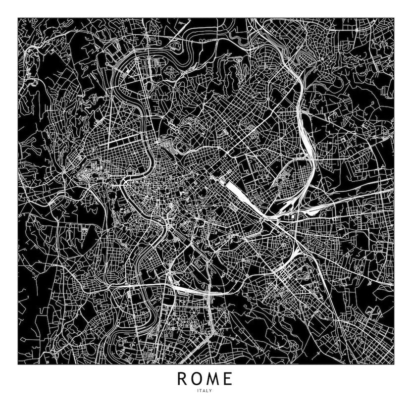 Rome Black And White Map Square