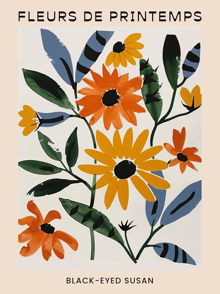Spring Floral French Poster  Black Eyed Susan 1