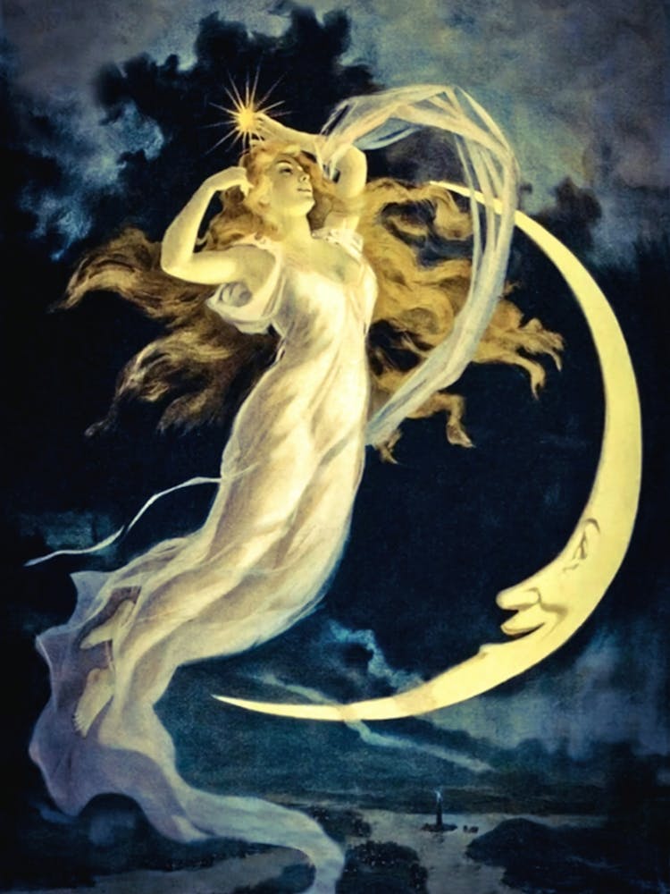 Maid of the Moon - Famous Herrman the Great Vintage Lady Maiden Pagan Witchy Beautiful Remastered Fairytale