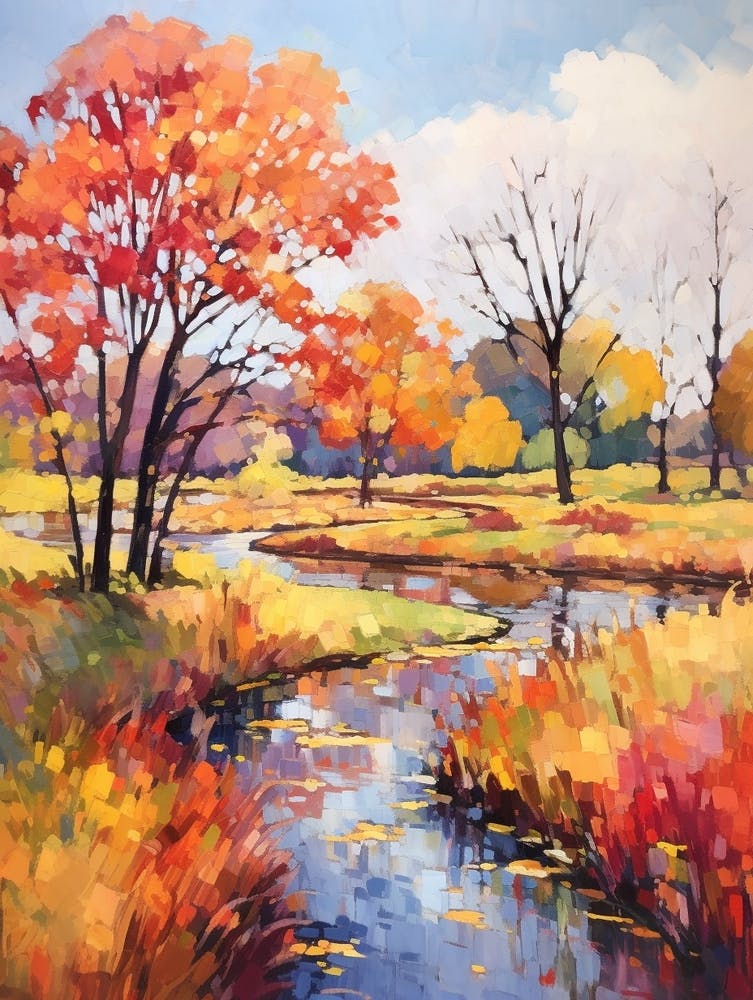 Autumn Gardens Painting Chicago Botanic Garden 2