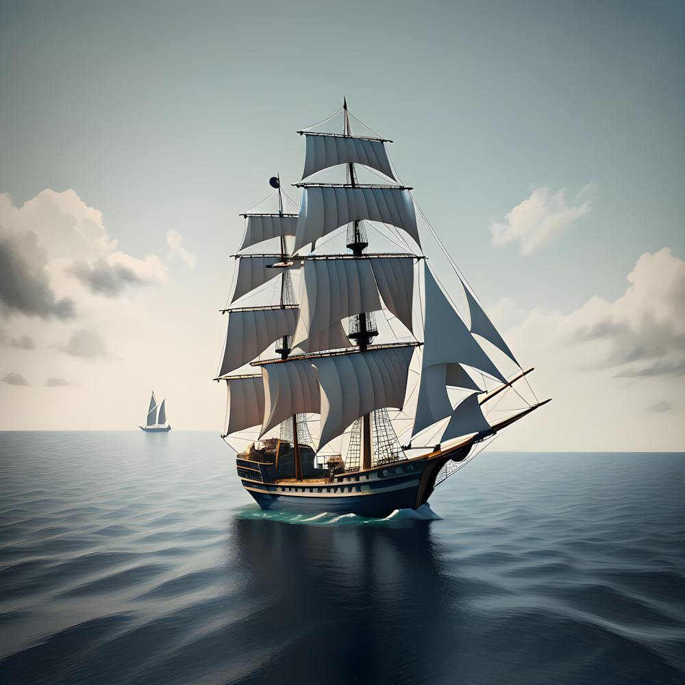 A Sailing Ship On The Horizon With A Sense Of Adventure 422116904