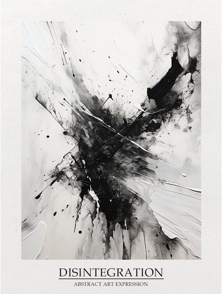 Disintegration Abstract Black And White 3 Poster