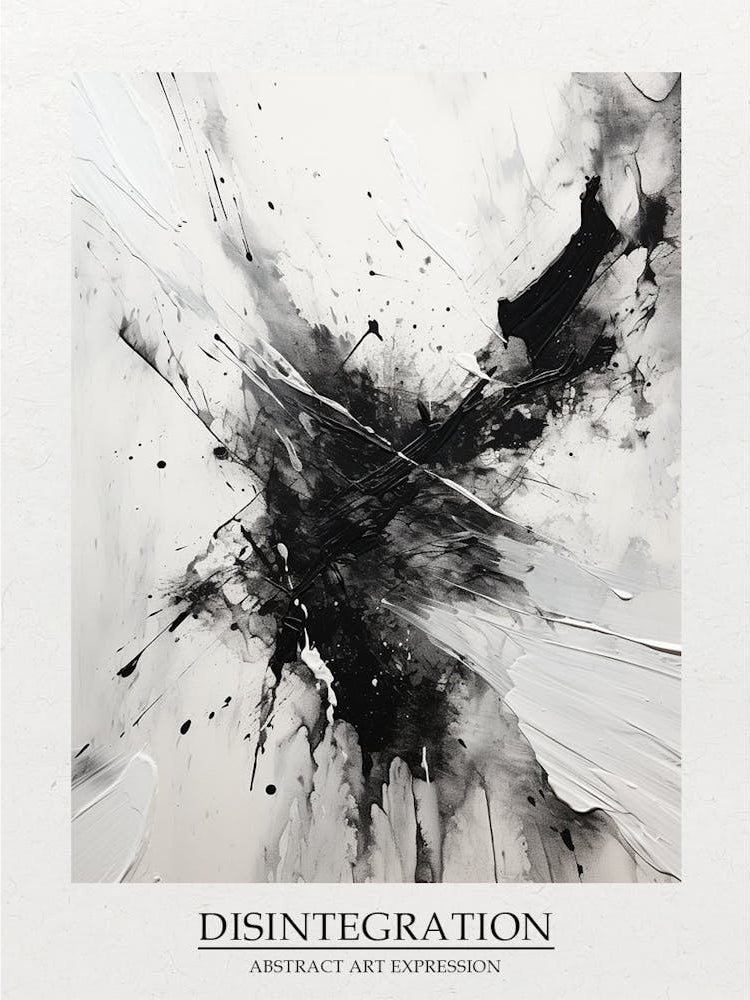 Disintegration Abstract Black And White 3 Poster
