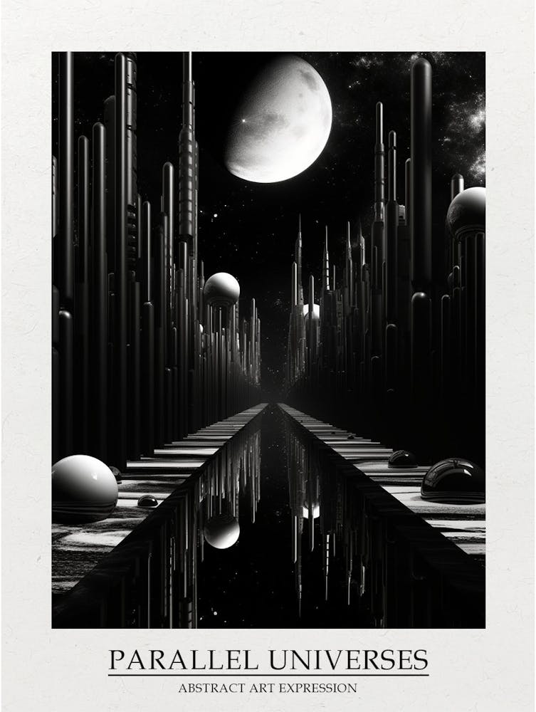 Parallel Universes Abstract Black And White 3 Poster