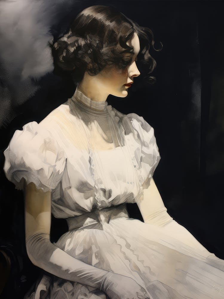 Moody Portrait Woman Painting