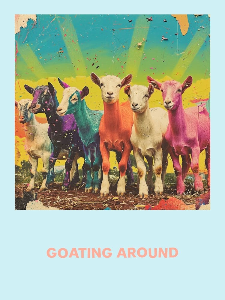 Goating Around Rainbow Goat Poster 3