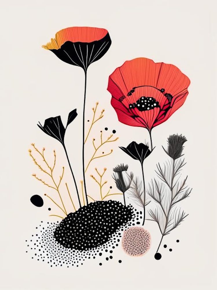 Poppy Seeds Spices And Herbs Minimal Line Drawing 3