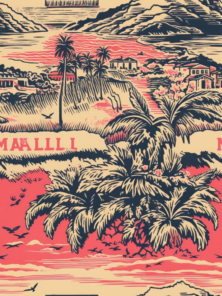 Malibu, California, Inspired Travel Pattern 3