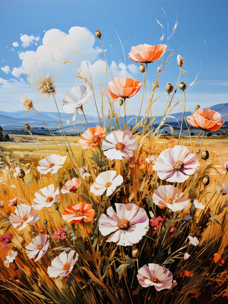 Eternal Summer Blooms - Original Hand-Painted Floral Art, Landscape Wall Art, Nature-Inspired Decor