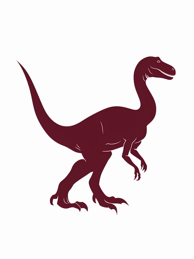 Maroon Dinosaur Silhouette 3