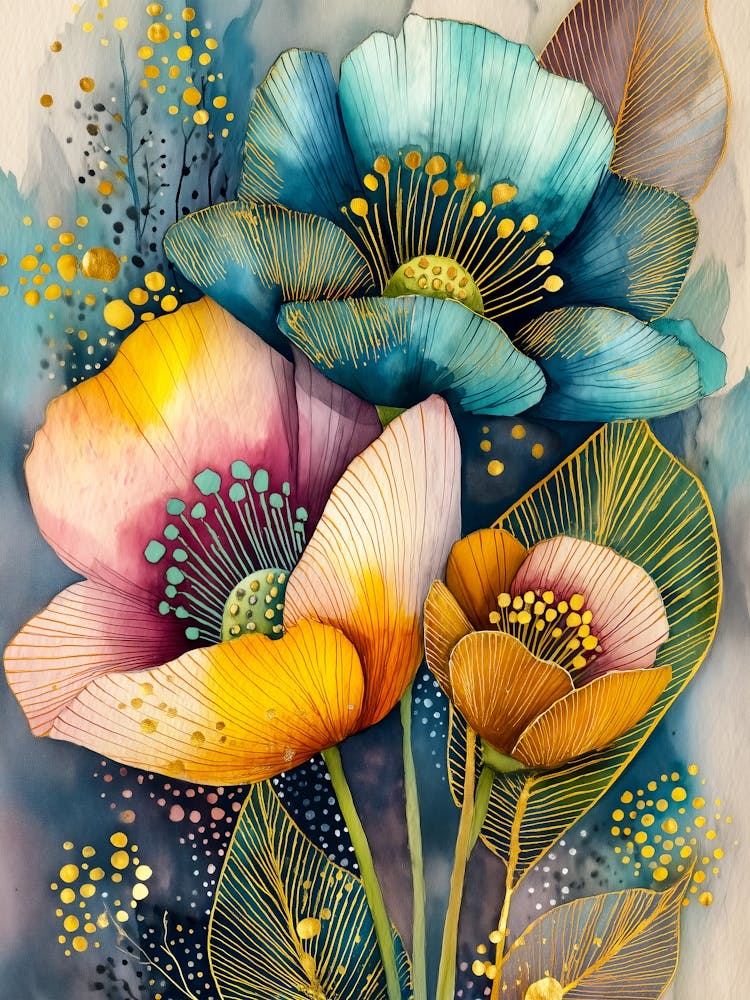 Watercolor Flowers nature flora art