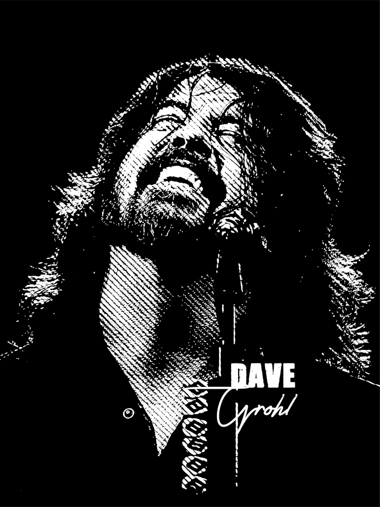 Dave Grohl AmericanRcok Musician Black White Line Art