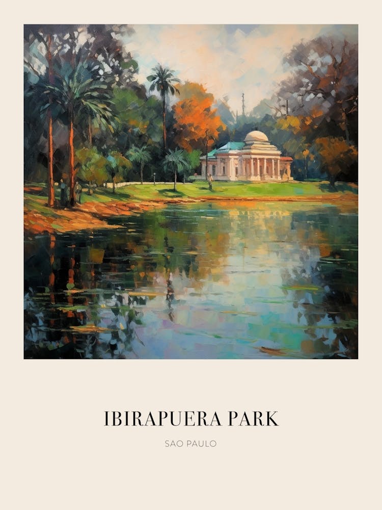 Ibirapuera Park Sao Paulo Vintage Cezanne Inspired Poster