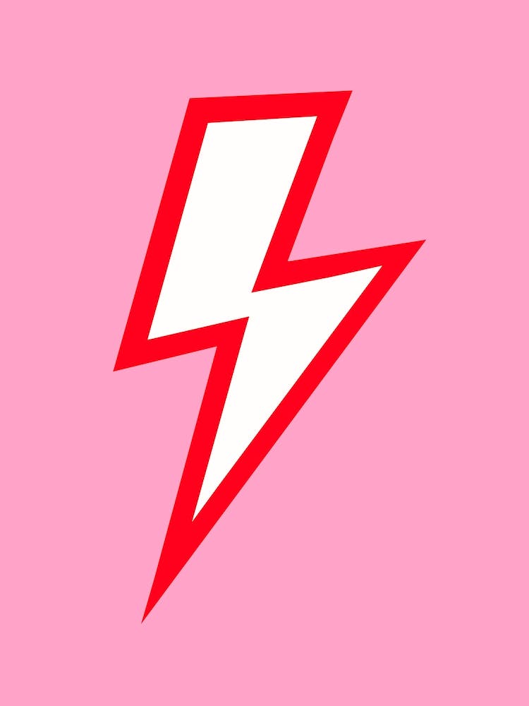 Red Lightning Flash on Pink